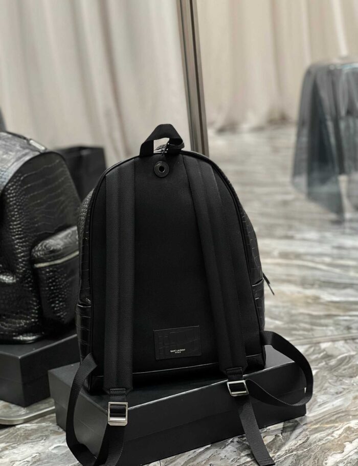 Alternative view of SAINT LAURENT CITY BACKPACK IN CROCODILE-EMBOSSED LEATHER BLACK 534967DZE2F1000
