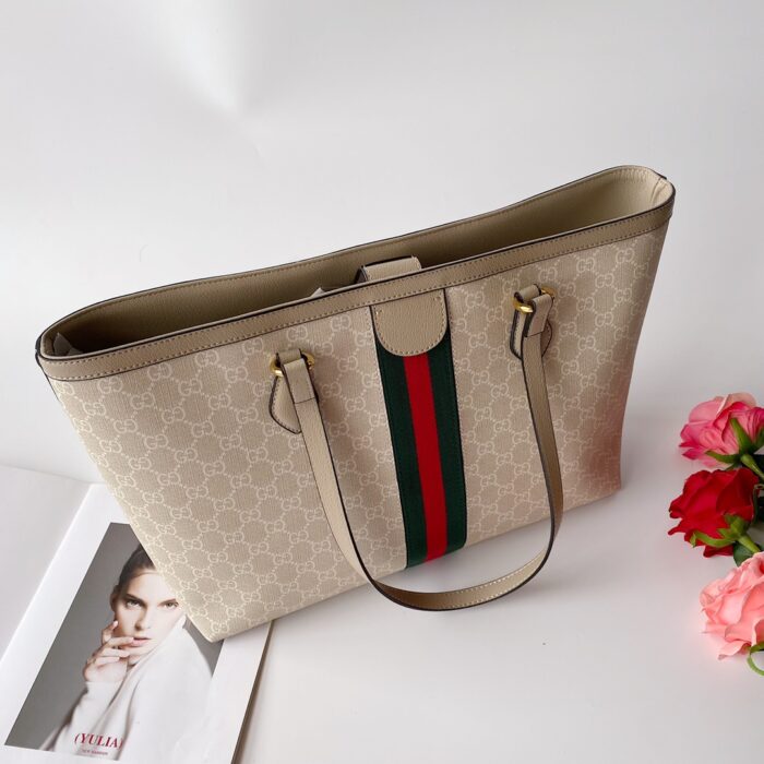 Alternative view of GUCCI OPHIDIA MEDIUM TOTE BAG BEIGE AND WHITE 38CM 631685 UULAG 9682