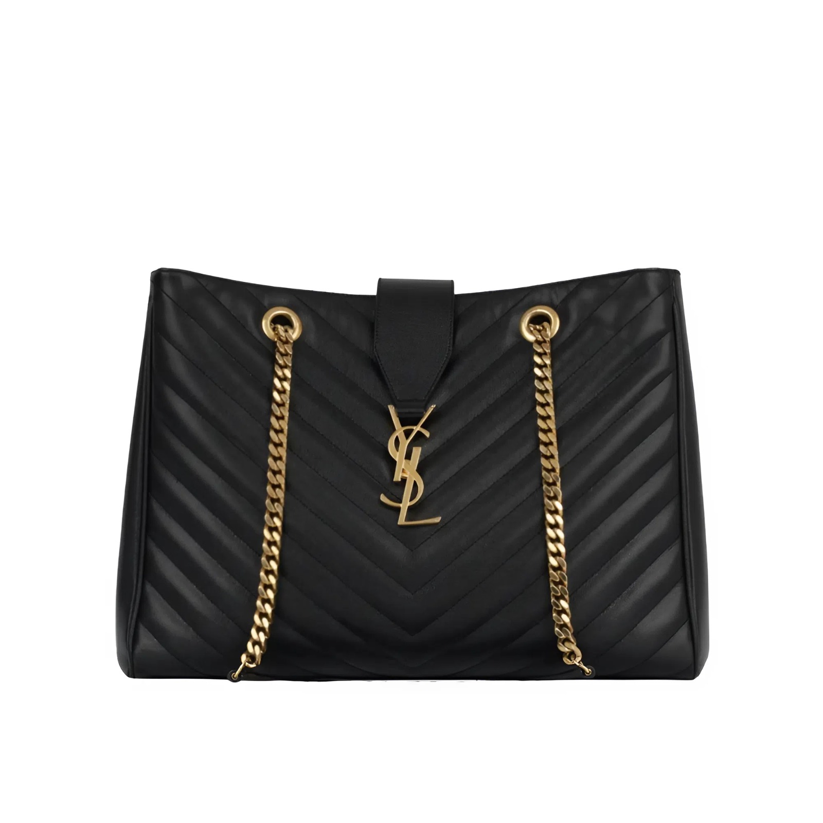 Saint Laurent Matelasse Cassandre Shopper Tote Black Leather 35Cm