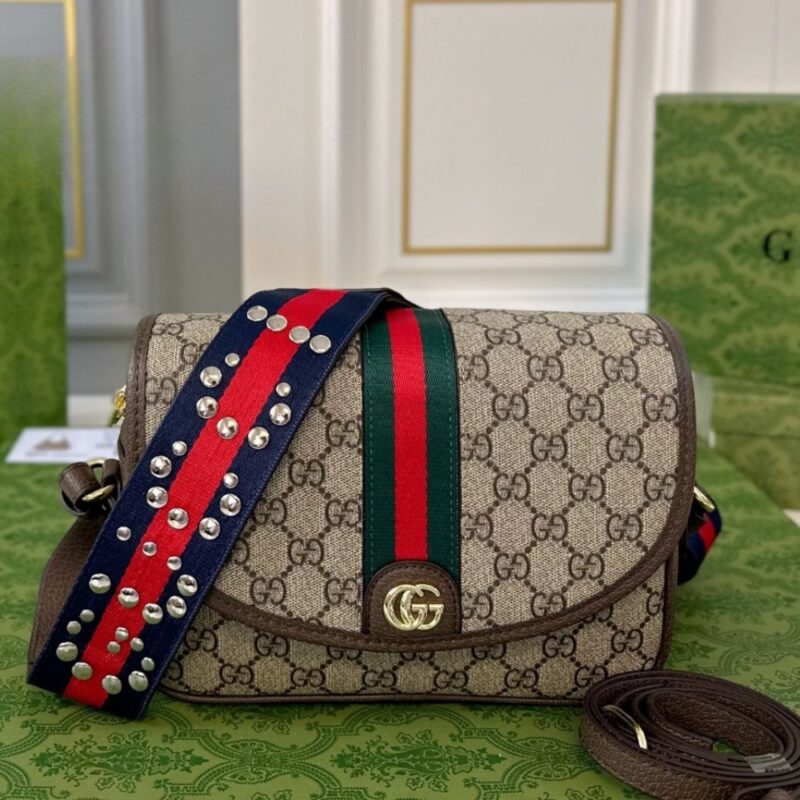 Alternative view of Gucci Ophidia Small Shoulder Bag Beige And Dark Brown GG Supreme 23Cm ‎722117 FAAX3 9789
