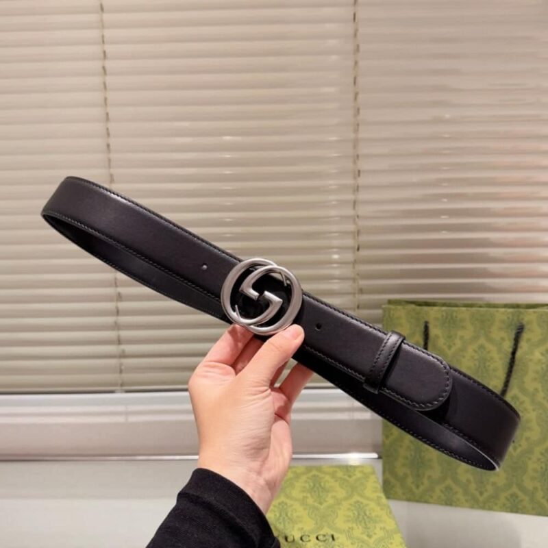 Alternative view of GUCCI BELT WITH INTERLOCKING G BUCKLE BLACK LEATHER 774153 0YA0X 1000