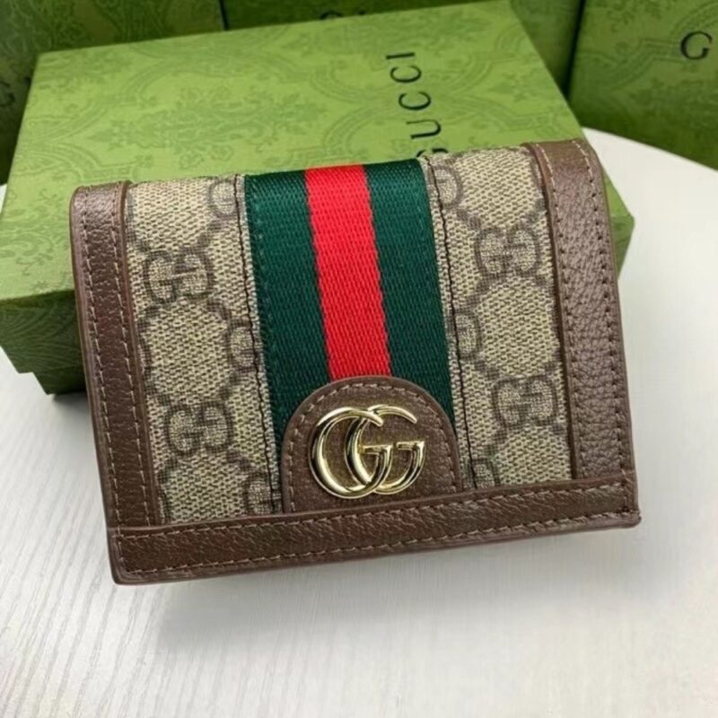Alternative view of GUCCI OPHIDIA CARD CASE WALLET GG SUPREME BROWN 11CM 523155 96IWG 8745