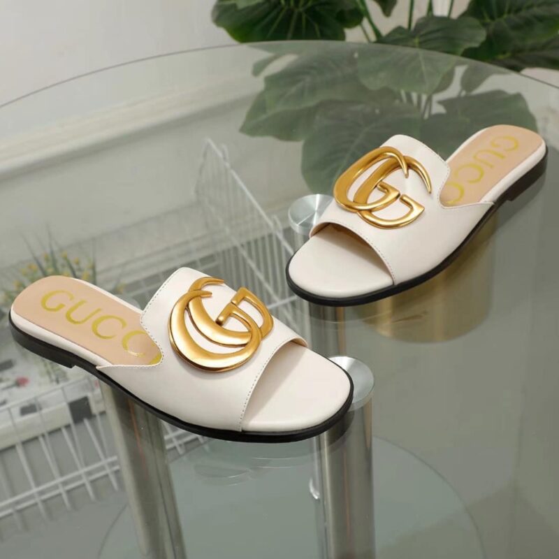 Alternative view of GUCCI PRINCETOWN GG SLIPPERS LEATHER WHITE