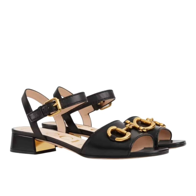 GUCCI WOMEN’S SANDAL WITH HORSEBIT BLACK 655413 BKO00 1000