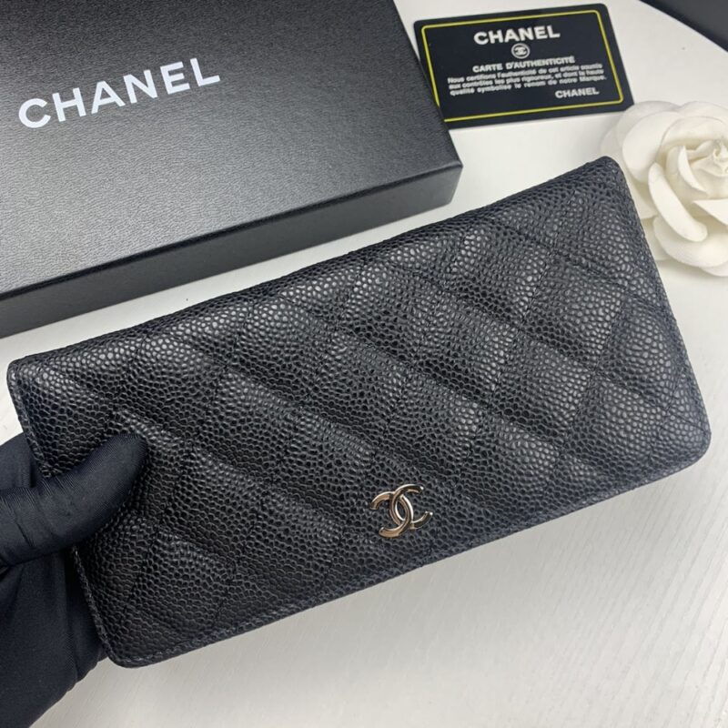 Alternative view of CHANEL BLACK CAVIAR LEATHER CLASSIC LONG FLAP WALLET 19.5CM