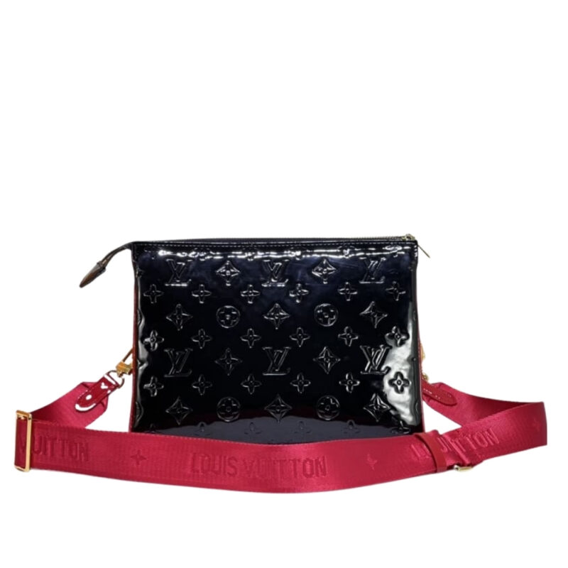 LOUIS VUITTON COUSSIN PM BAG BLACK RED 26CM