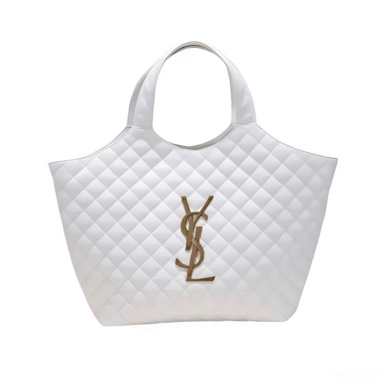 Saint Laurent Icare Maxi Shopping Bag In Quilted 50Cm White