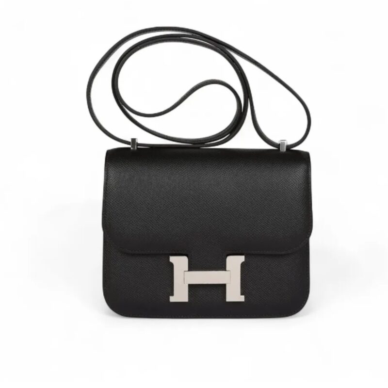 HERMES CONSTANCE 18 EPSOM BLACK SILVER HARDWARE 18CM