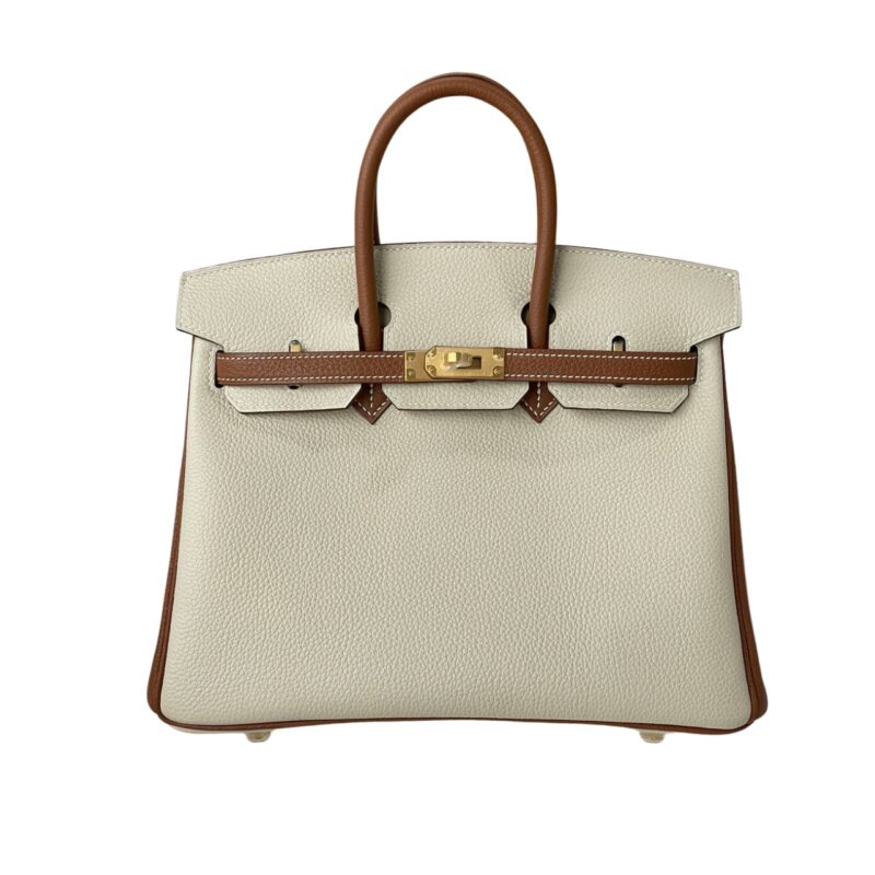 HERMES BIRKIN 25 TOGO BRUSHED LEATHER GOLD HARDWARE BEIGE BROWN 30CM