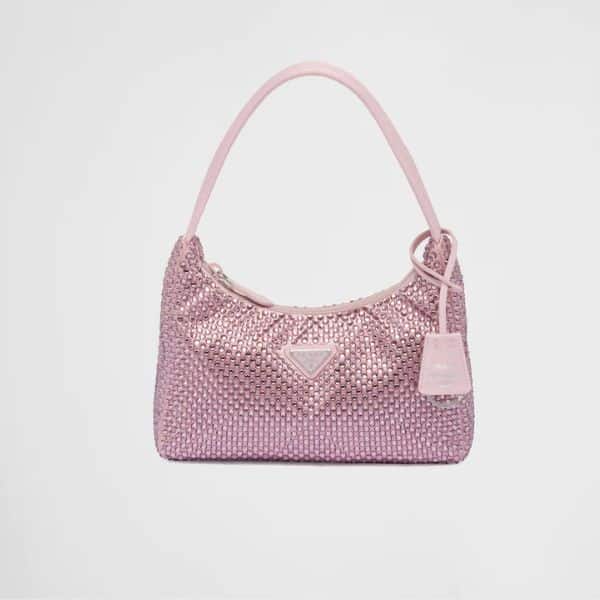 PRADA SATIN CRYSTAL MINI RE-EDITION 2000 PINK 1BC5152AWLF0E18VOOO