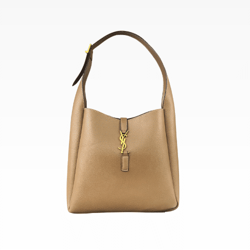 SAINT LAURENT LE 5 À 7 SOFT SMALL HOBO BAG IN SMOOTH LEATHER BROWN