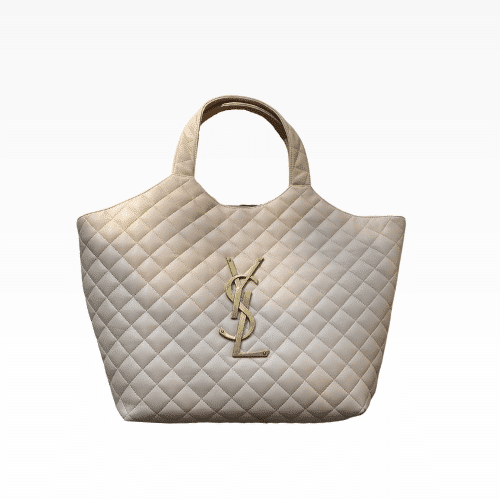 YSL ICARE MAXI SHOPPING BAG IN QUILTED 58CM LIGHT BEIGE