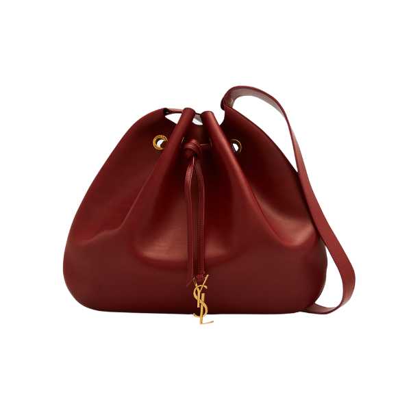 SAINT LAURENT PARIS VII LARGE FLAT HOBO BAG IN SMOOTH LEATHER BAG RED