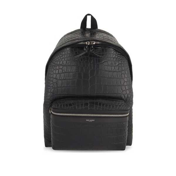 SAINT LAURENT CITY BACKPACK IN CROCODILE-EMBOSSED LEATHER BLACK 534967DZE2F1000