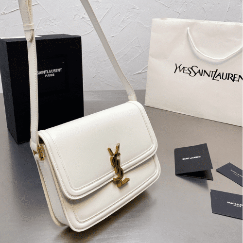 Alternative view of SAINT LAURENT SOLFERINO MEDIUM SATCHEL IN BOX WHITE GOLD 23CM