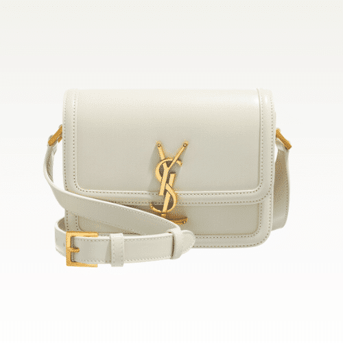 SAINT LAURENT SOLFERINO MEDIUM SATCHEL IN BOX WHITE GOLD 23CM