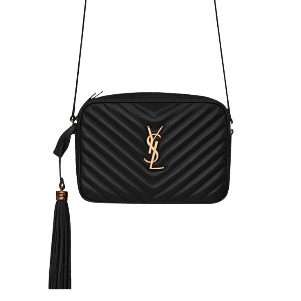SAINT LAURENT LOU CAMERA BAG IN QUILTED BLACK GOLD LEATHER 23CM 612544DV7071000