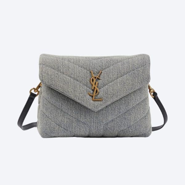 SAINT LAURENT LOULOU SMALL CHAIN BAG IN QUILTED Y DENIM BLUE