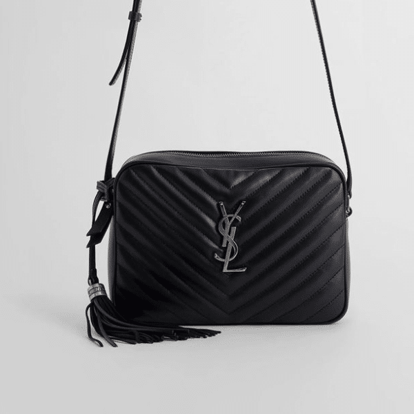 SAINT LAURENT LOU CAMERA BAG IN QUILTED BLACK SILVER LEATHER 23CM 612544DV7041000
