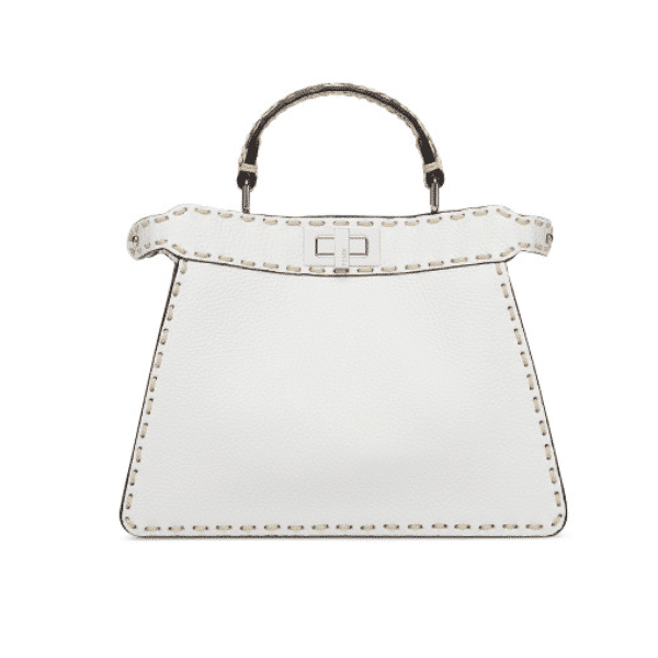 FENDI PEEKABOO MINI SELLERIA BAG WITH EXOTIC DETAILS WHITE 8BN244AKL3F1JD9
