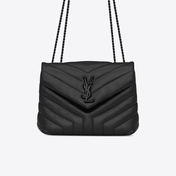 SAINT LAURENT LOULOU SMALL CHAIN BAG IN MATELASSÉ Y BLACK NOIR 23CM 494699DV7281000