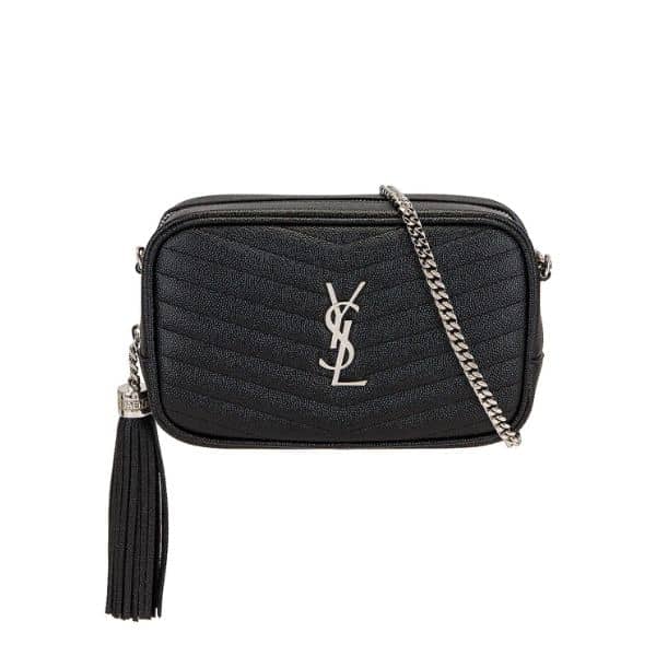 SAINT LAURENT LOU CAMERA BAG IN QUILTED NOIR LEATHER BLACK 18CM