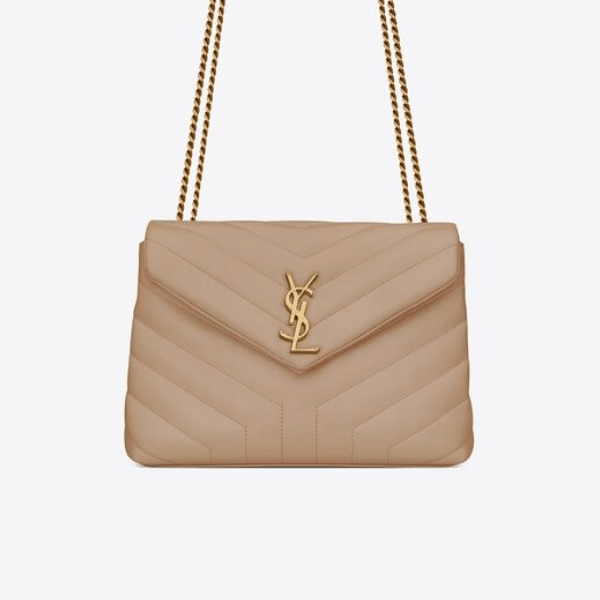 SAINT LAURENT LOULOU SMALL CHAIN BAG IN MATELASSÉ Y DARK BEIGE GOLD 23CM 494699DV7272721