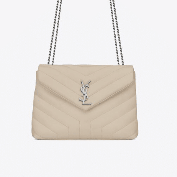 SAINT LAURENT LOULOU SMALL CHAIN BAG IN MATELASSÉ Y WHITE SILVER 29CM 494699DV7269207