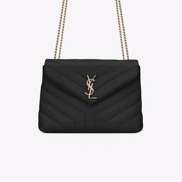 SAINT LAURENT LOULOU SMALL CHAIN BAG IN MATELASSÉ Y BLACK GOLD 23CM 494699DV7271000