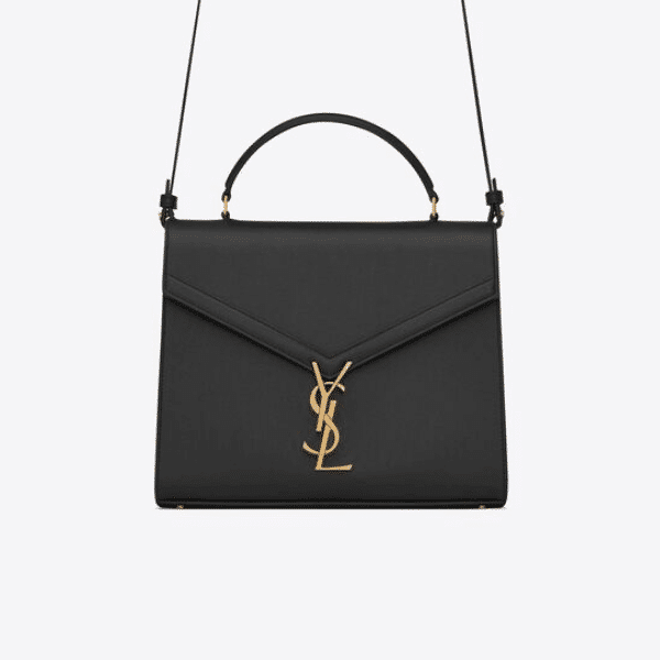 SAINT LAURENT CASSANDRA MEDIUM TOP HANDLE BAG BLACK GOLD 24CM 623931BOW0W1000
