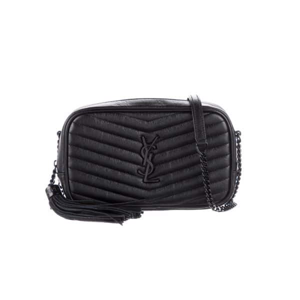 SAINT LAURENT LOU CAMERA BAG IN QUILTED LEATHER BLACK 18CM