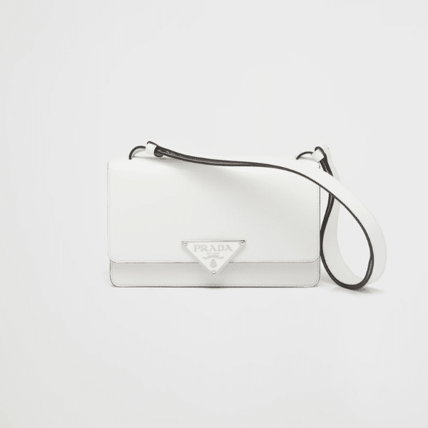 PRADA EMBLÈME BRUSHED-LEATHER BAG WHITE 1BD321_ZO6_F0PG7_V_OTO