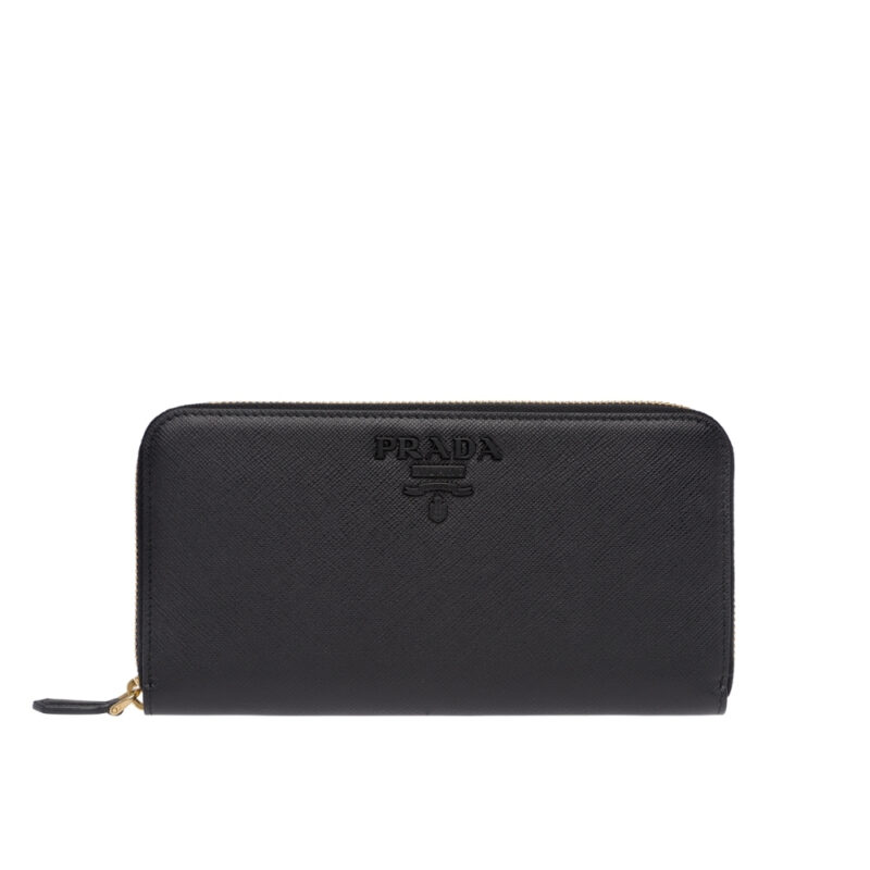 PRADA LARGE SAFFIANO LEATHER WALLET FULL BLACK 19CM 1ML506 2EBW F0002