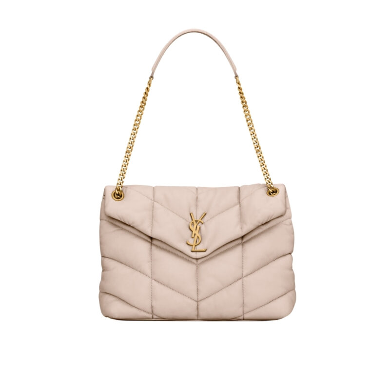 Saint Laurent Puffer Medium In Leather Gold Hardware Beige 35cm 5774751EL072721