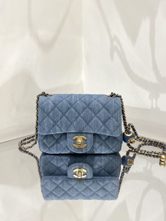 Alternative view of CHANEL MINI DENIM RECTANGULAR CRUSH GHW 17CM