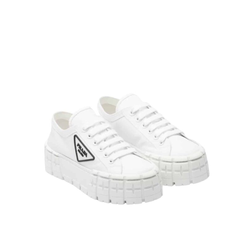 PRADA DOUBLE WHEEL RE NYLON GABARDINE SNEAKER WHITE 1E260M 3LFX F0009 F B050