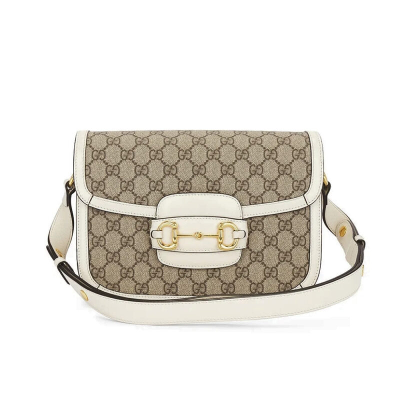 GUCCI HORSEBIT 1955 MINI GG SUPREME CANVAS BEIGE WHITE 20CM 658574 HUHHG 9759