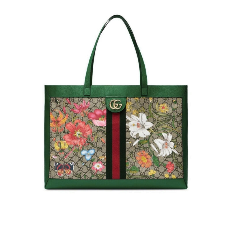 Gucci Ophidia GG Flora Medium Tote Bag Dark Green 44Cm 547947 HWHAE 8709