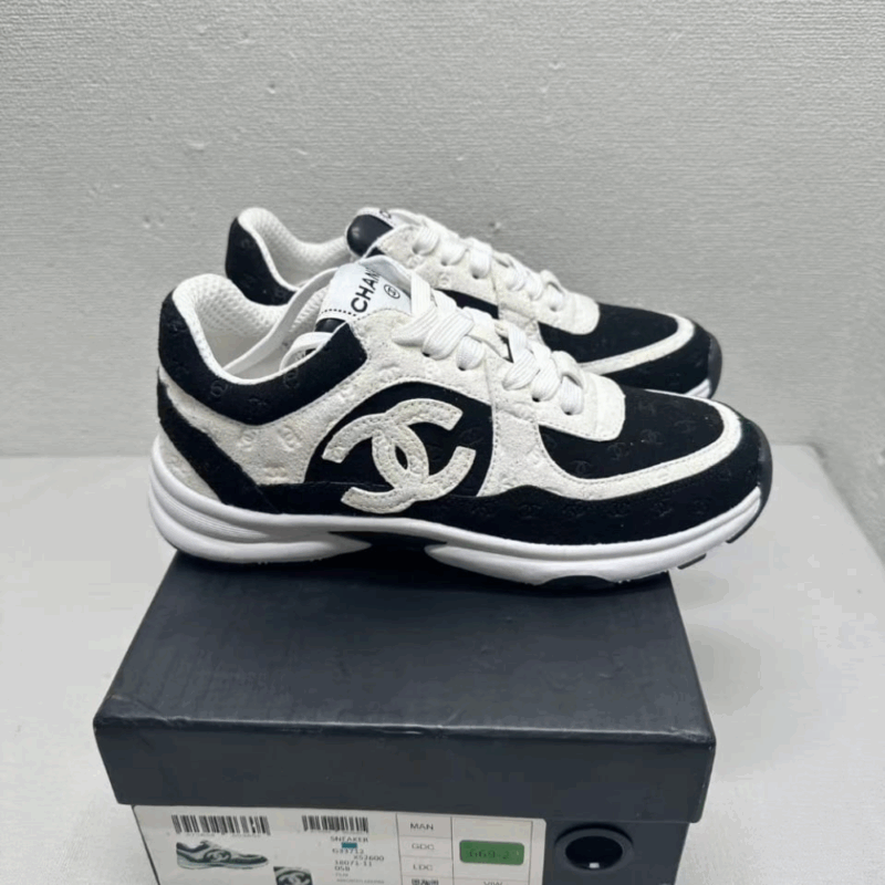 Alternative view of CHANEL PRINTED SUEDE SNEAKER WHITE AND BLACK G39230 X56689 K4718