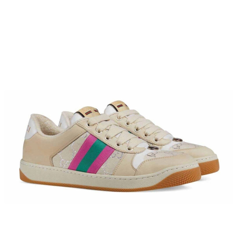 GUCCI WMNS SCREENER WHITE GG LAME 577684 2C830 9150