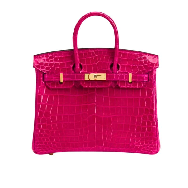 HERMES BIRKIN 30 CROCODILE GOLD TONED HARDWARE DARK PINK 30CM
