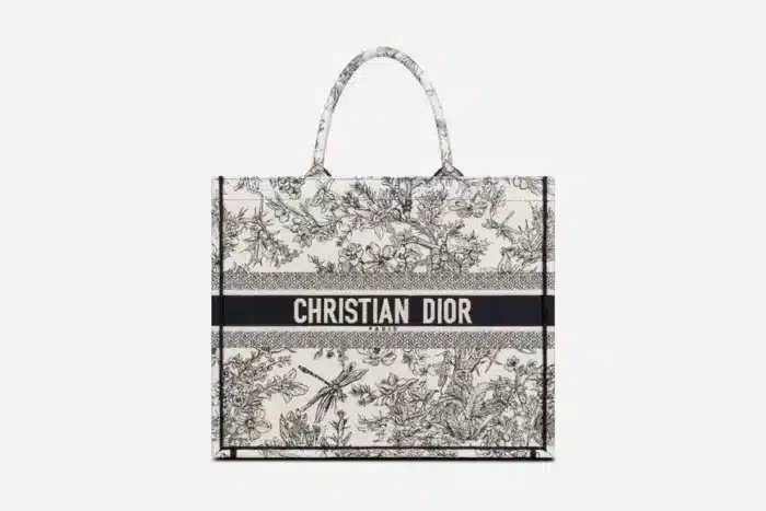 DIOR LARGE BOOK TOTE BLUE TOILE DE JOUY FLOWERS EMBROIDERY 42CM M1286ZTQW M808