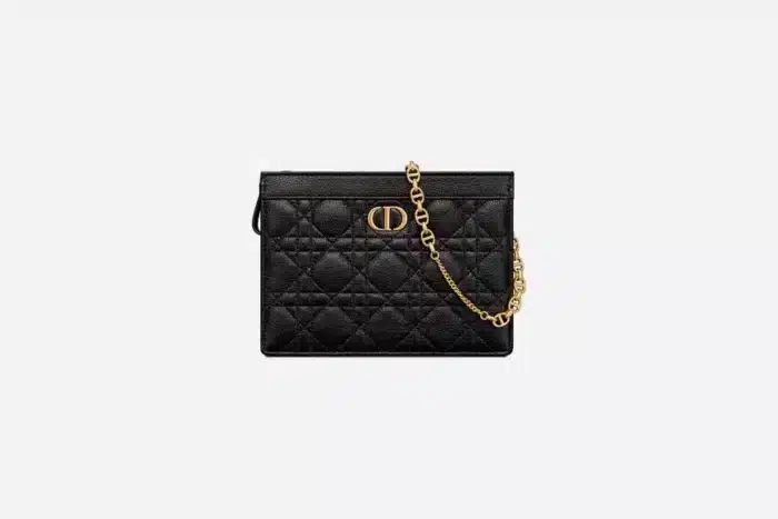 DIOR CARO ZIPPED POUCH WITH CHAIN BLACK S5106UWHC_M900