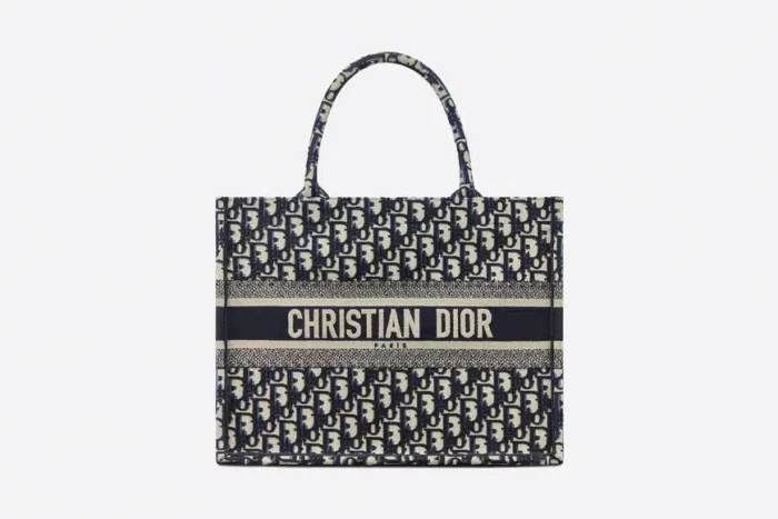 DIOR MEDIUM BOOK TOTE BLUE DIOR OBLIQUE EMBROIDERY 36CM M1296ZRIW M928