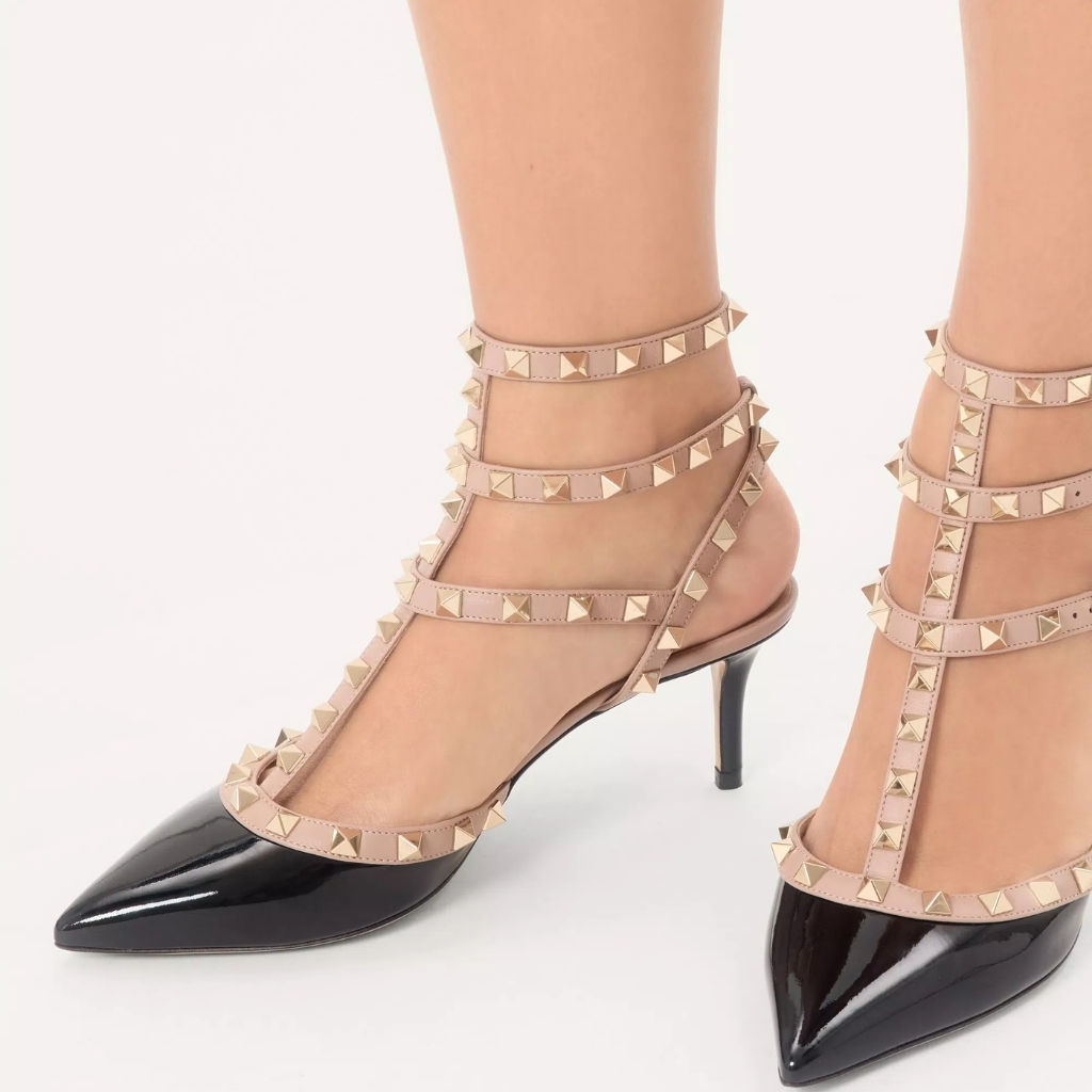 Valentino Rockstud Caged Pump 65Mm Poudre Black 7W2S0375VNW N91 - Image 5