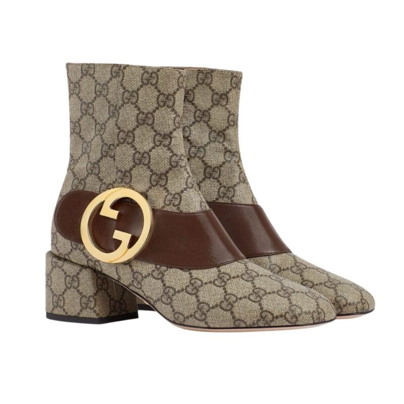 GUCCI BLONDIE WOMEN'S ANKLE BOOT BROWN 701706 9I650 9769
