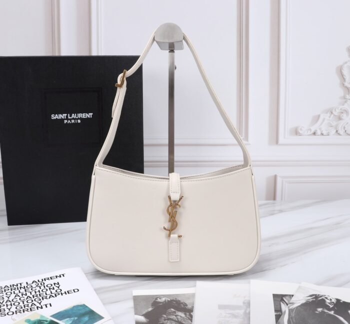 Alternative view of SAINT LAURENT LE 5 À 7 HOBO BAG IN SMOOTH LEATHER WHITE 23CM 6572282R20W9207
