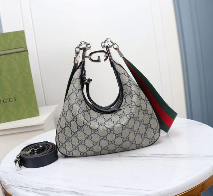 Alternative view of GUCCI ATTACHE SMALL SHOULDER BAG BEIGE AND BLUE 23CM 699409 96GRN 4082
