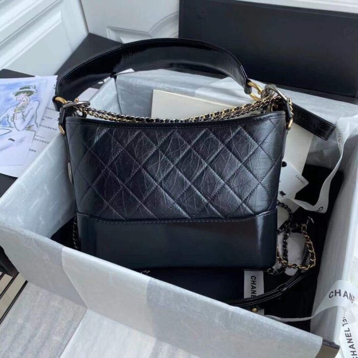 Alternative view of CHANEL GABRIELLE SMALL HOBO BAG SMOOTH GOLD SILVER TONE BLACK 20CM AS1582 B03936 94305