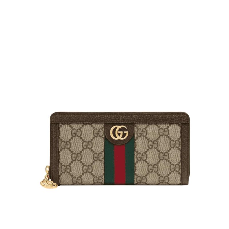 GUCCI OPHIDIA ZIP AROUND WALLET 19.5CM BROWN 523154 96IWG 8745